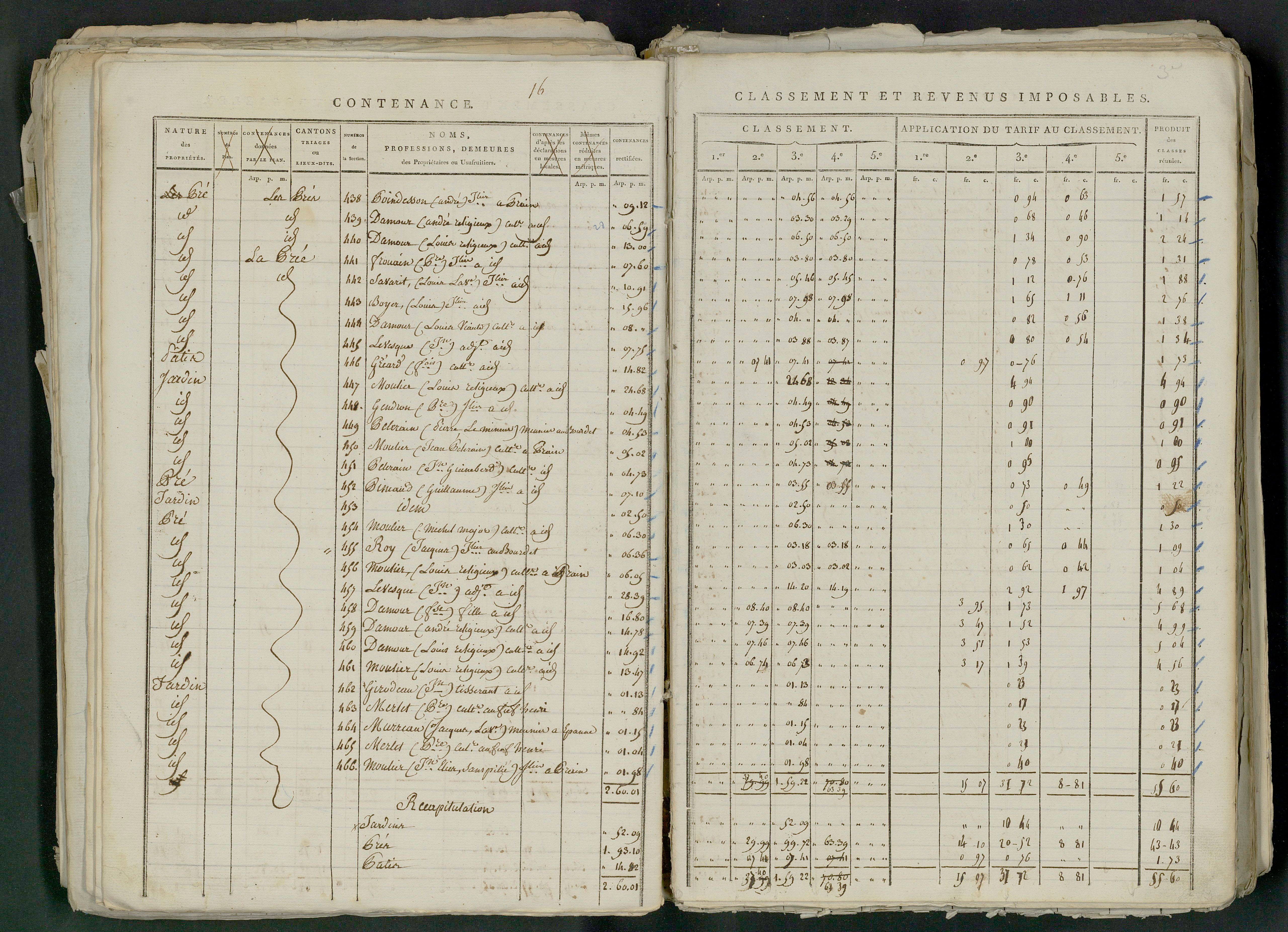 Prin-Deyrançon - FRAD079_CADASTRE_NAPOLEONIEN_MATRICES État de section et relevé des numéros de même nature de propriété 