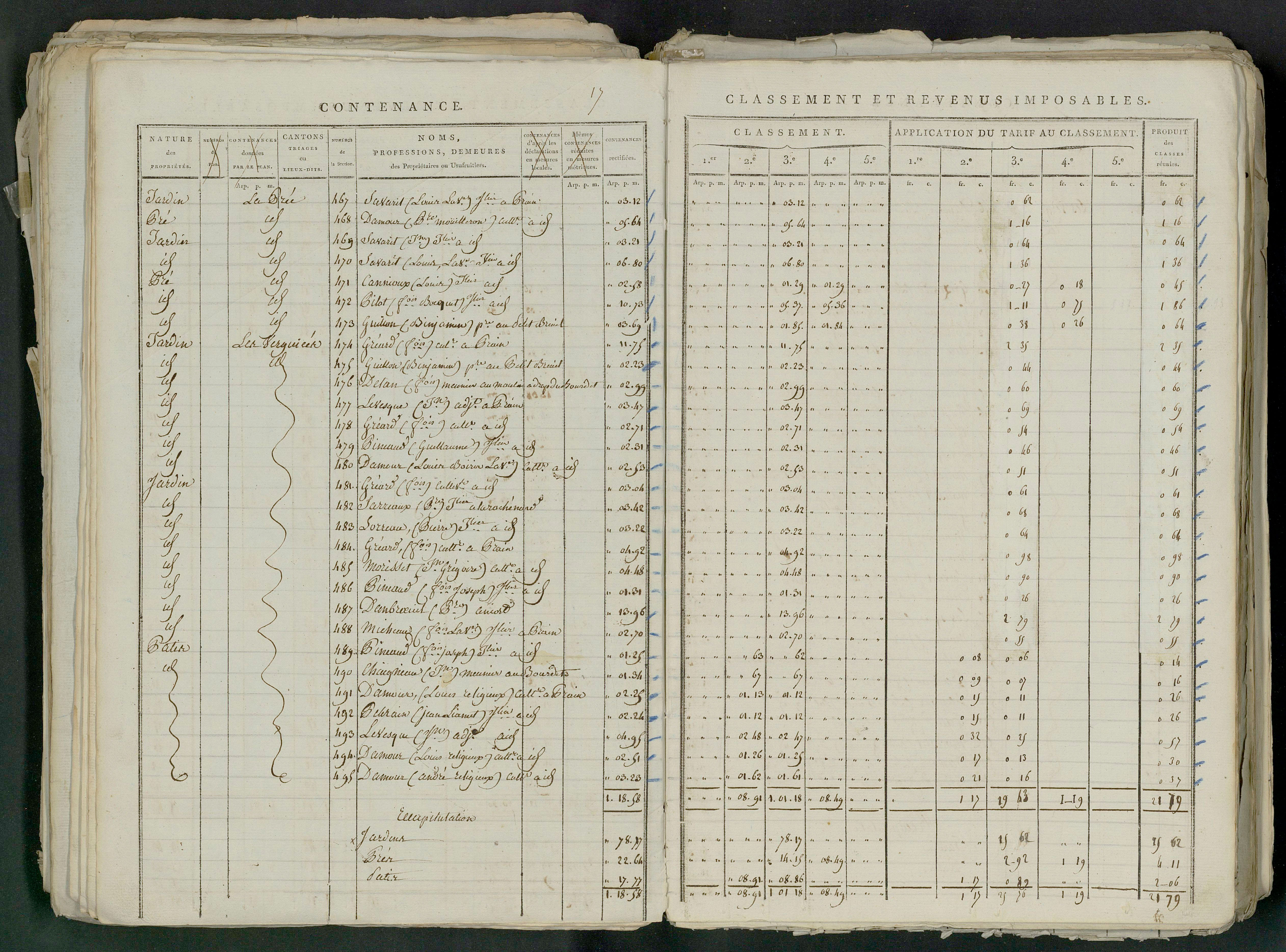 Prin-Deyrançon - FRAD079_CADASTRE_NAPOLEONIEN_MATRICES État de section et relevé des numéros de même nature de propriété 