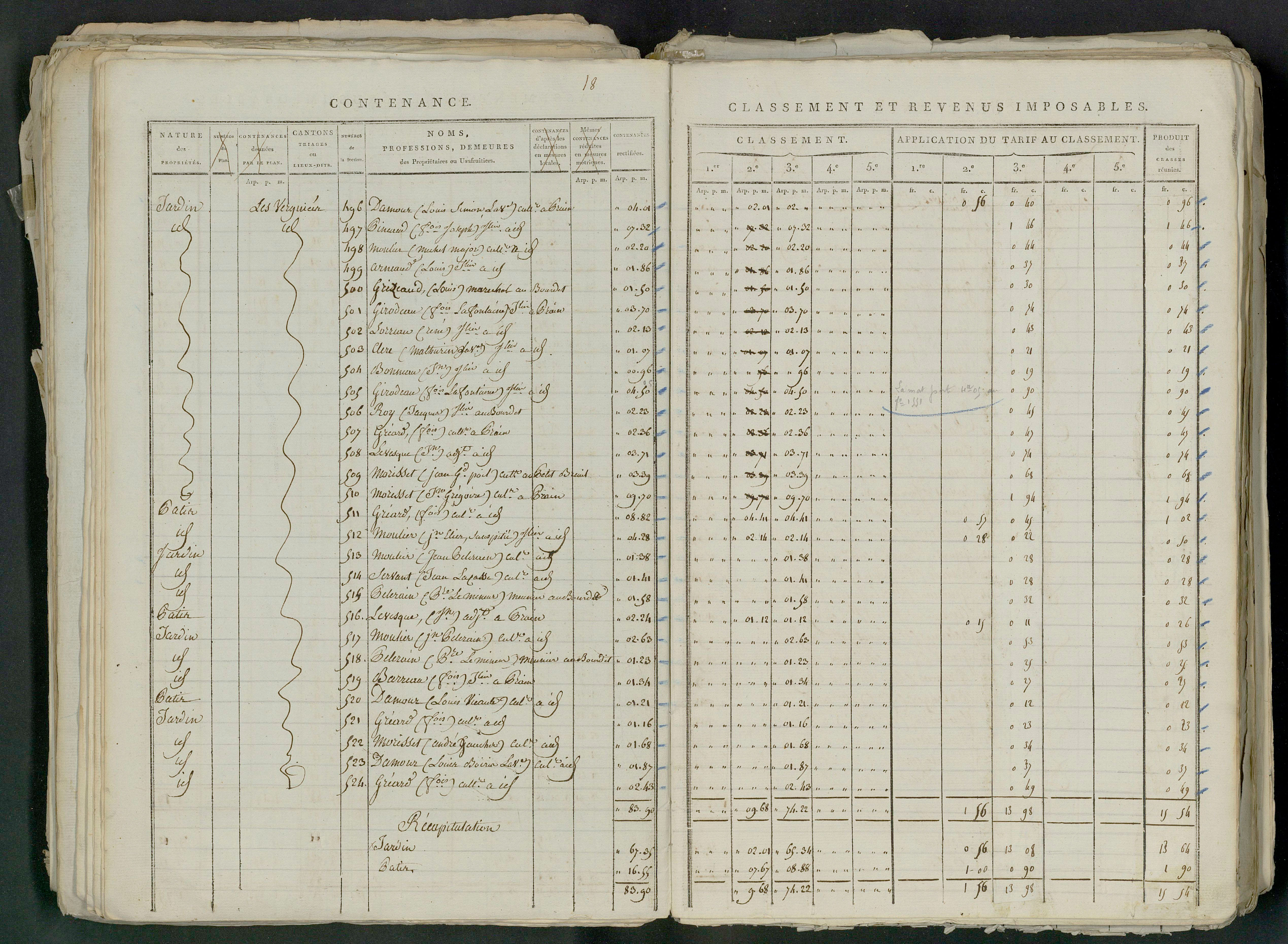 Prin-Deyrançon - FRAD079_CADASTRE_NAPOLEONIEN_MATRICES État de section et relevé des numéros de même nature de propriété 