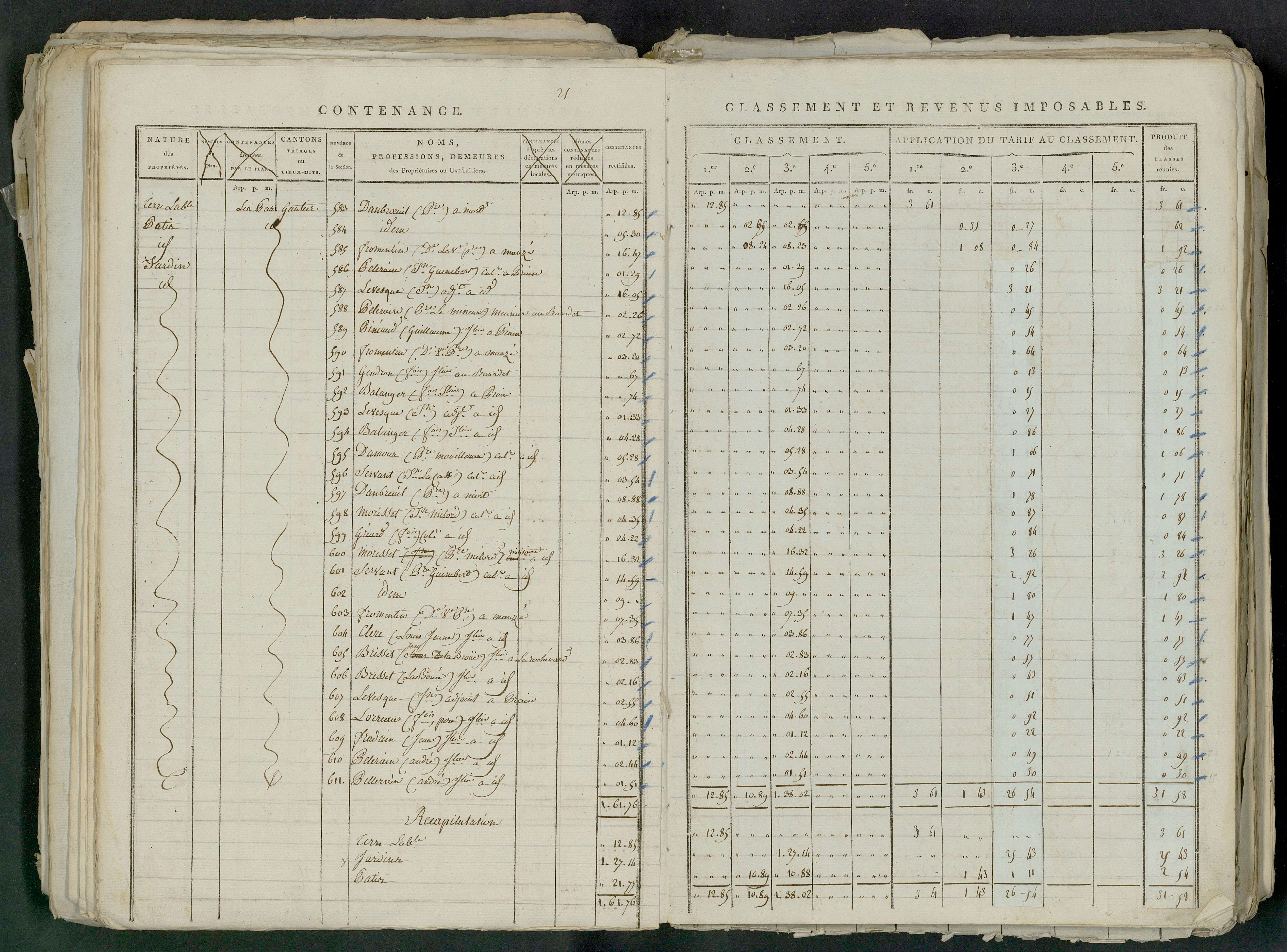 Prin-Deyrançon - FRAD079_CADASTRE_NAPOLEONIEN_MATRICES État de section et relevé des numéros de même nature de propriété 