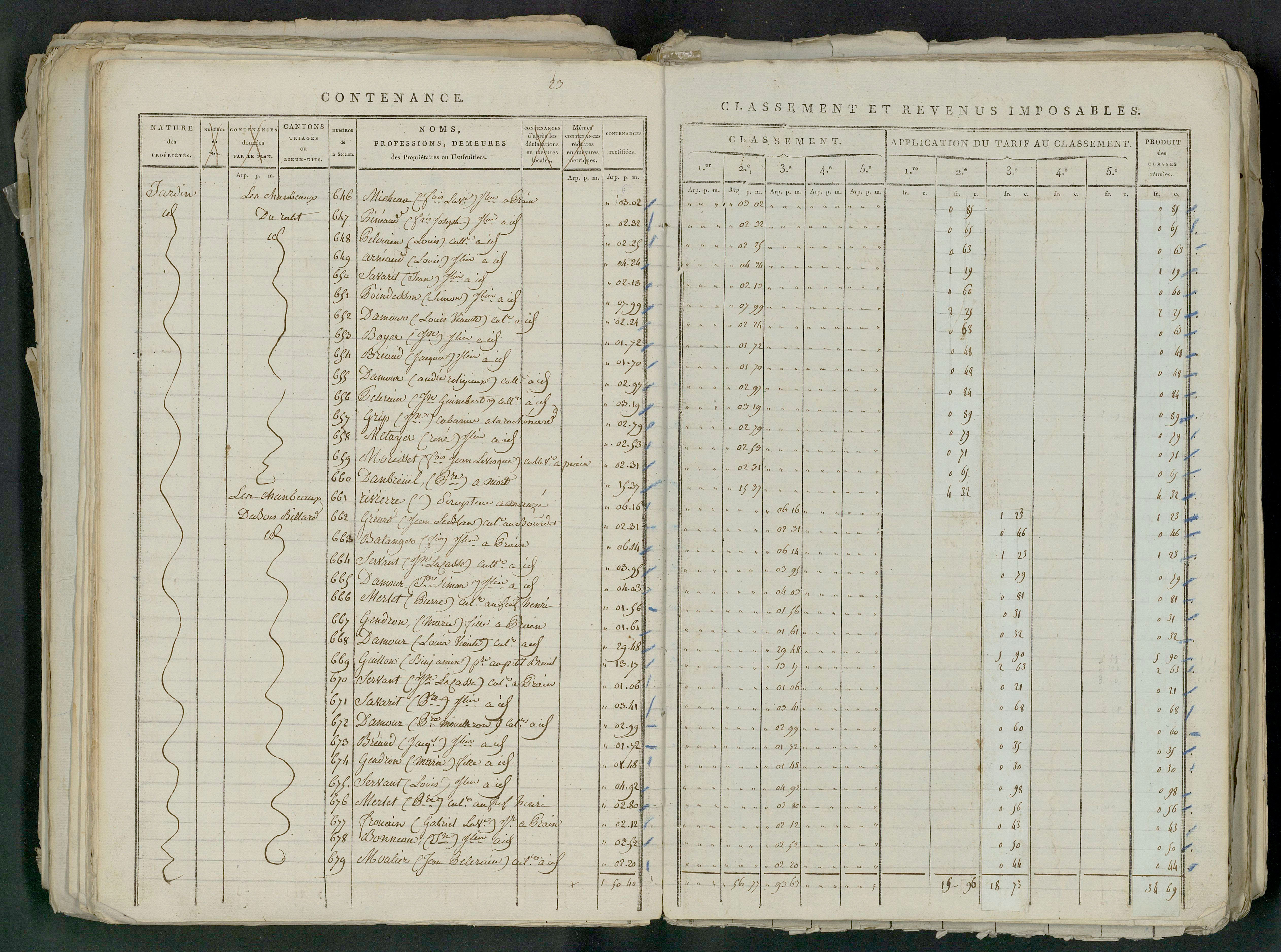 Prin-Deyrançon - FRAD079_CADASTRE_NAPOLEONIEN_MATRICES État de section et relevé des numéros de même nature de propriété 