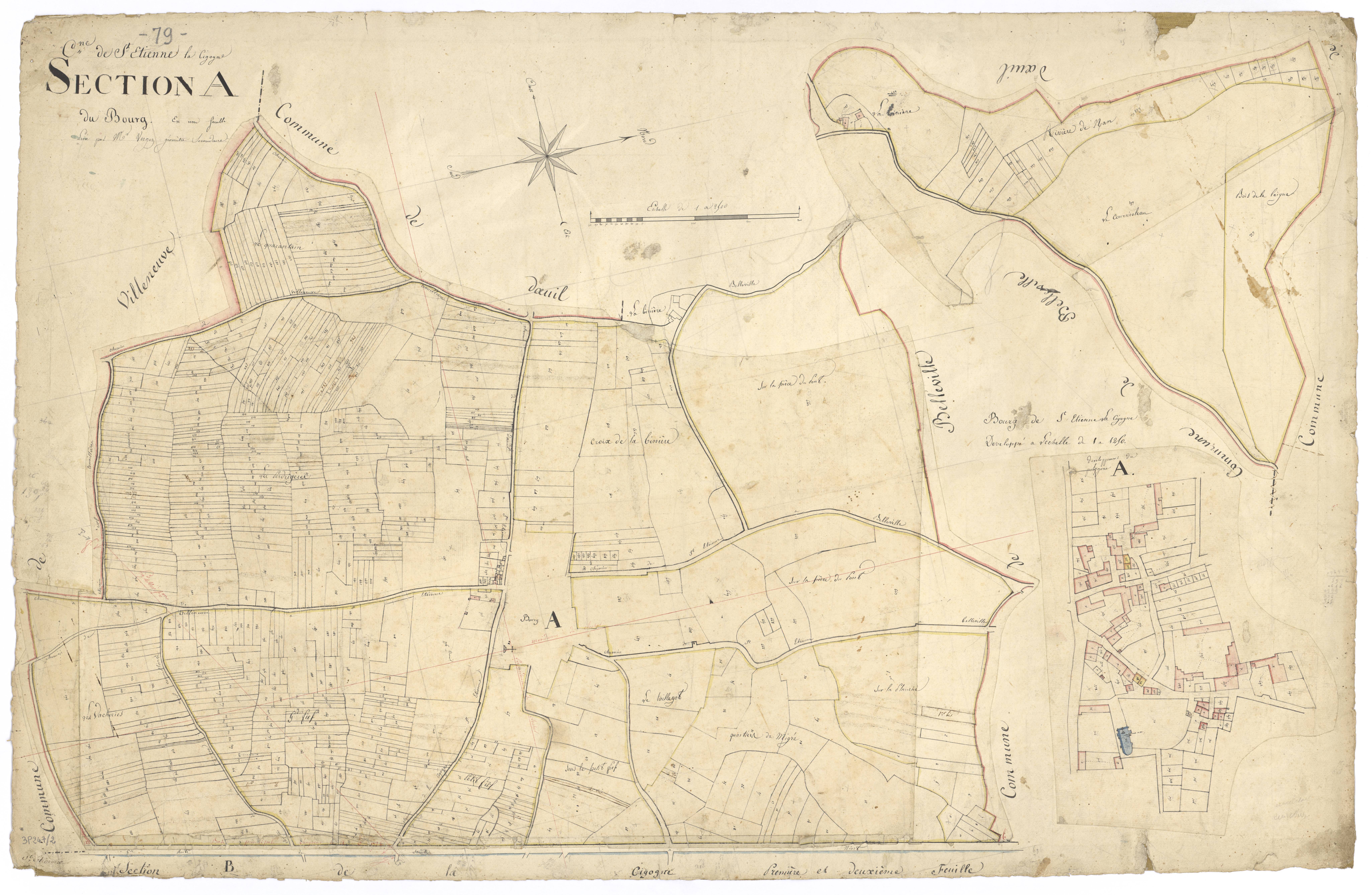 Saint-Étienne-la-Cigogne - FRAD079_CADASTRE_NAPOLEONIEN Section A du Bourg