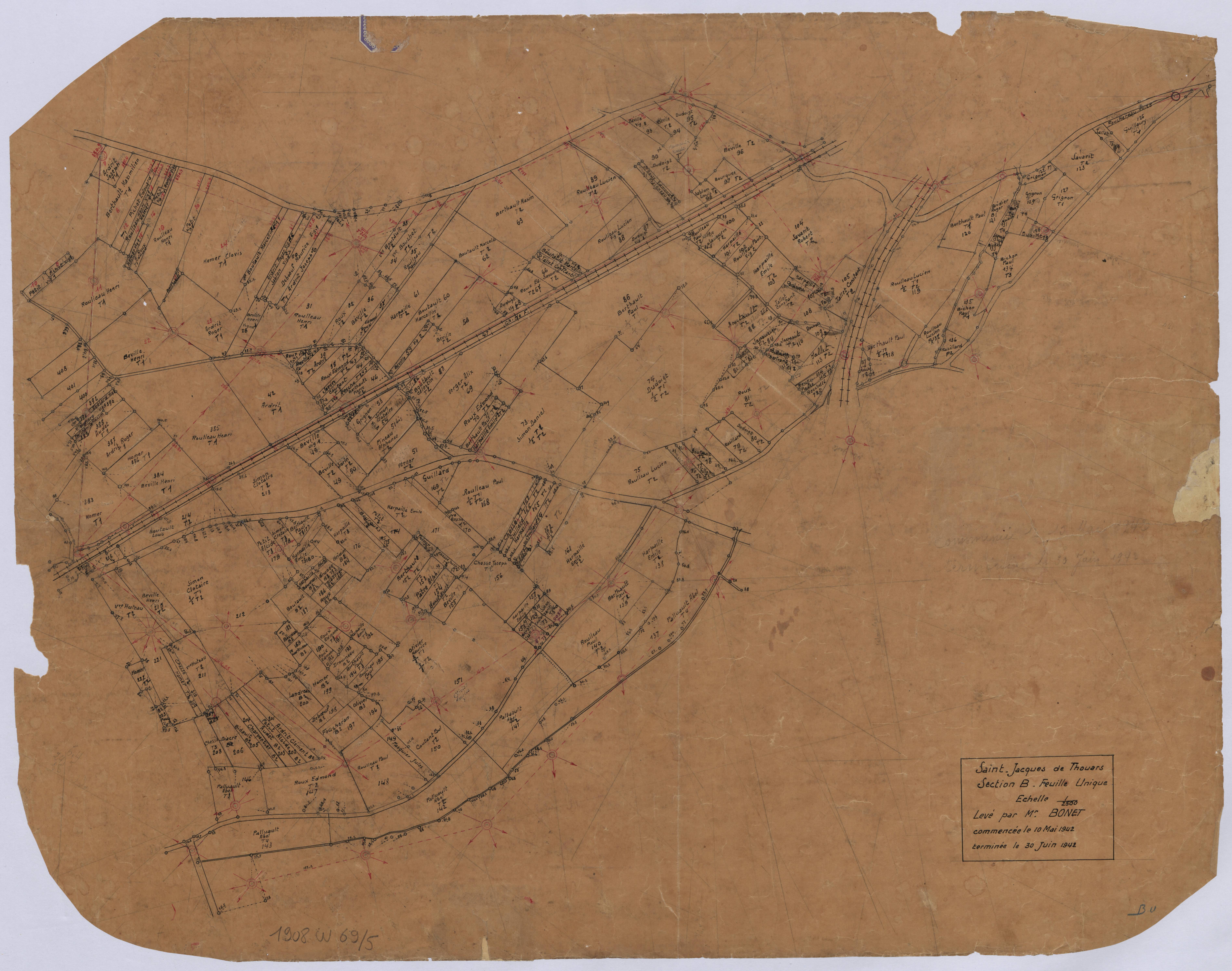 Saint-Jacques-de-Thouars - FRAD079_CADASTRE_RECENT Section B dite des Cligaults (Feuille unique)