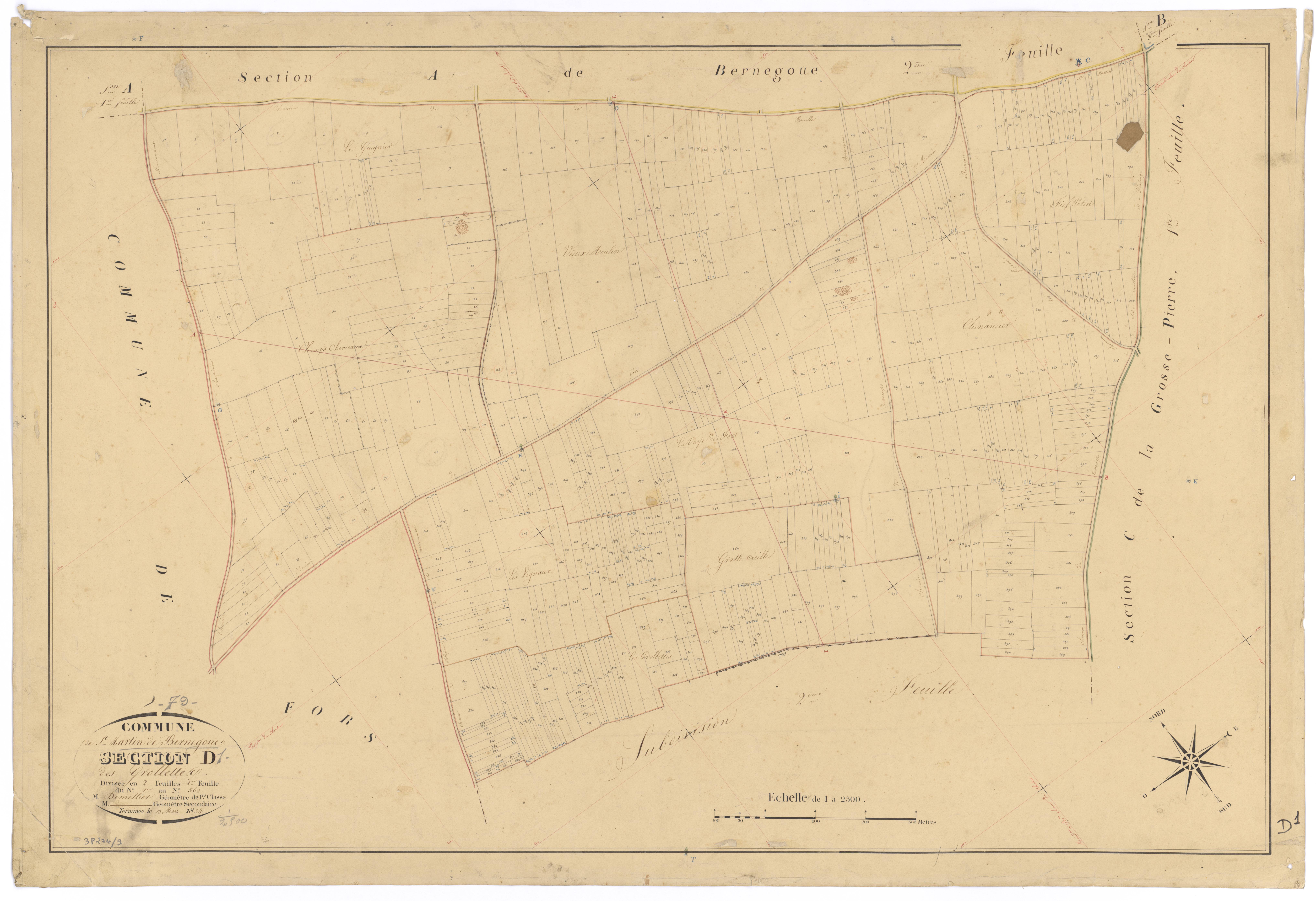 Saint-Martin-de-Bernegoue - FRAD079_CADASTRE_NAPOLEONIEN Section D1 dite de Grollette 