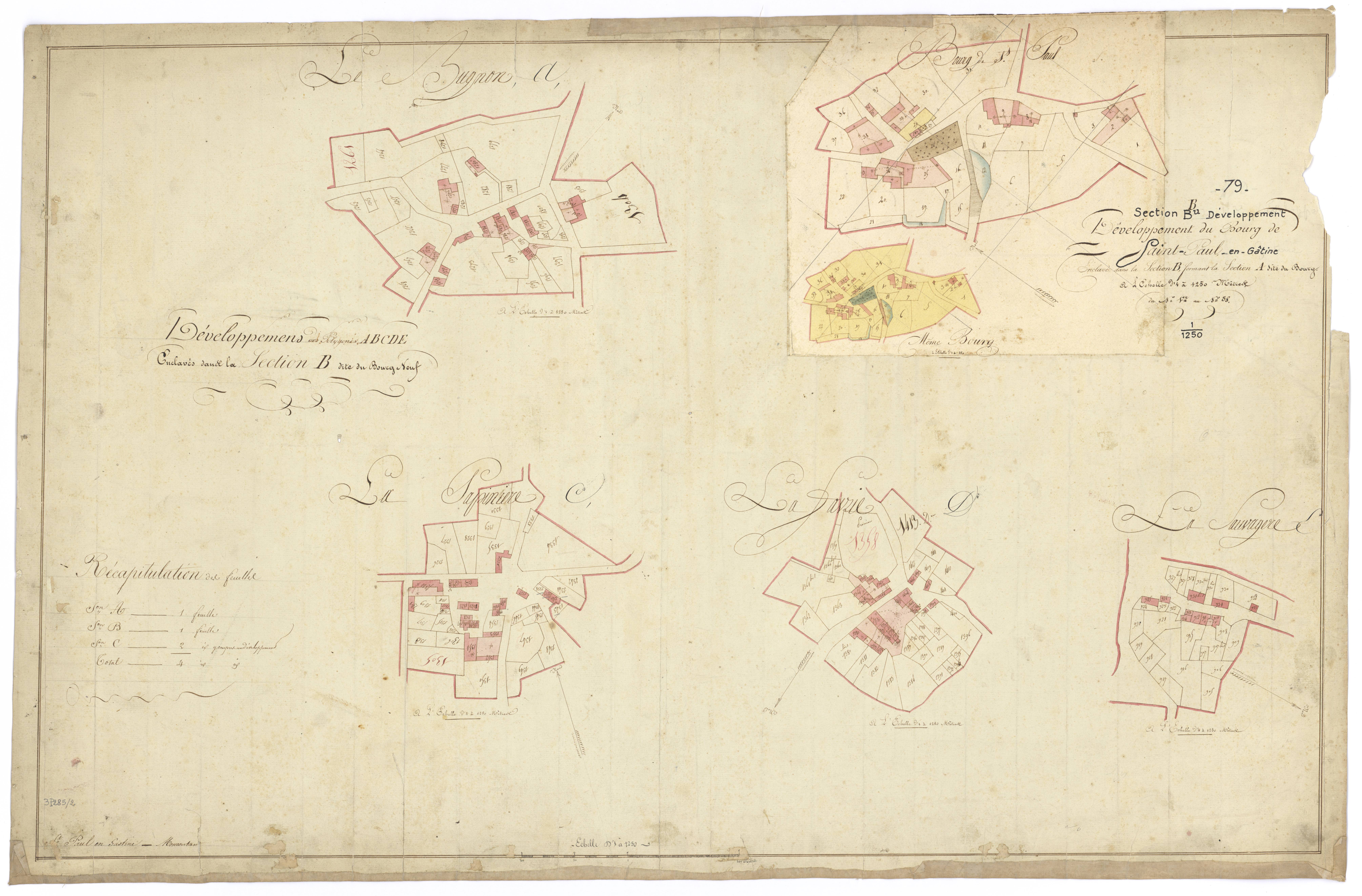 Saint-Paul-en-Gâtine - FRAD079_CADASTRE_NAPOLEONIEN dévelop.sections A B C D E enclavées dans la section B dévelop.du Bourg Neuf