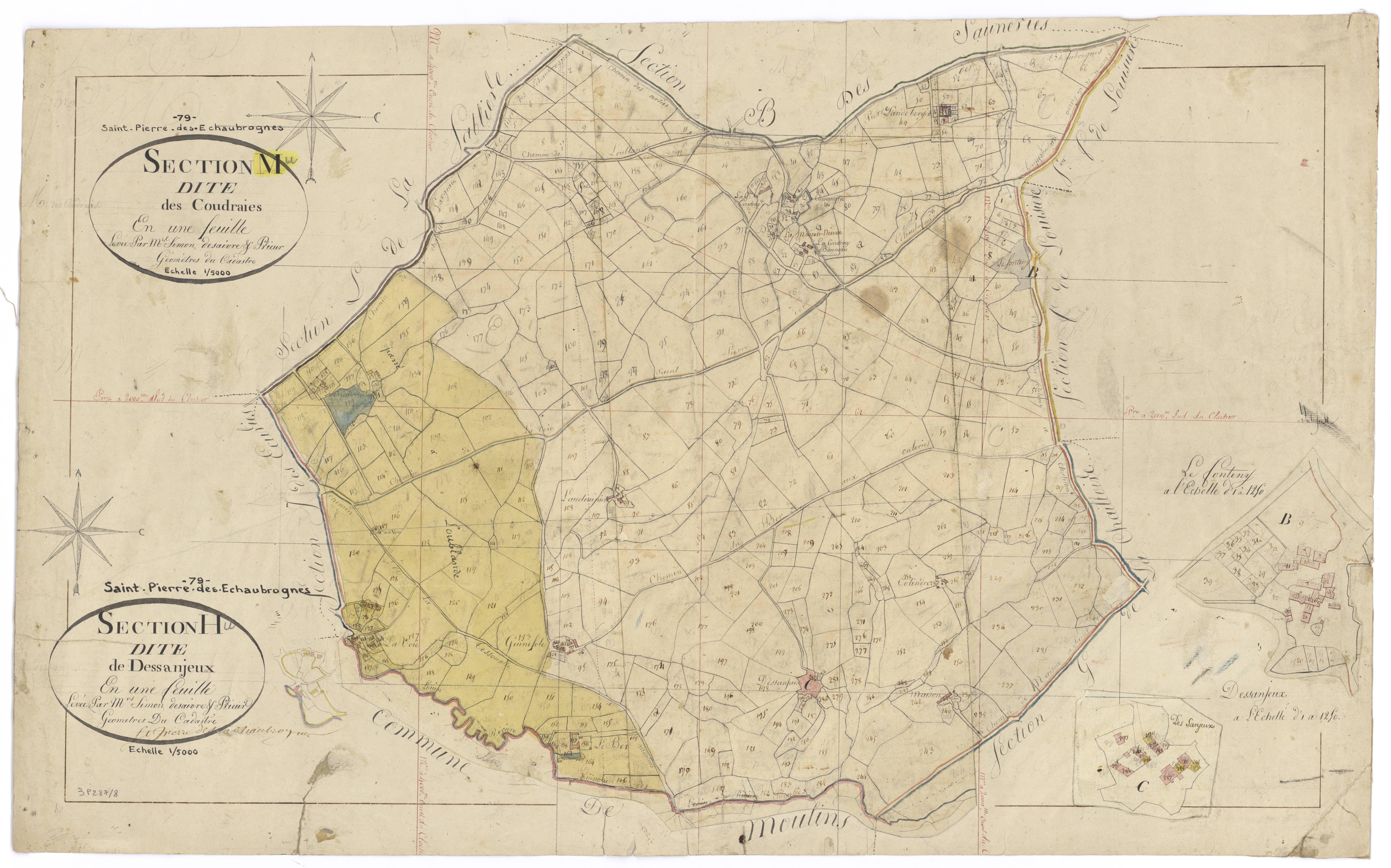 Saint-Pierre-des-Échaubrognes - FRAD079_CADASTRE_NAPOLEONIEN Section H dite de Dessanjeux et section M dite des Coudraies 