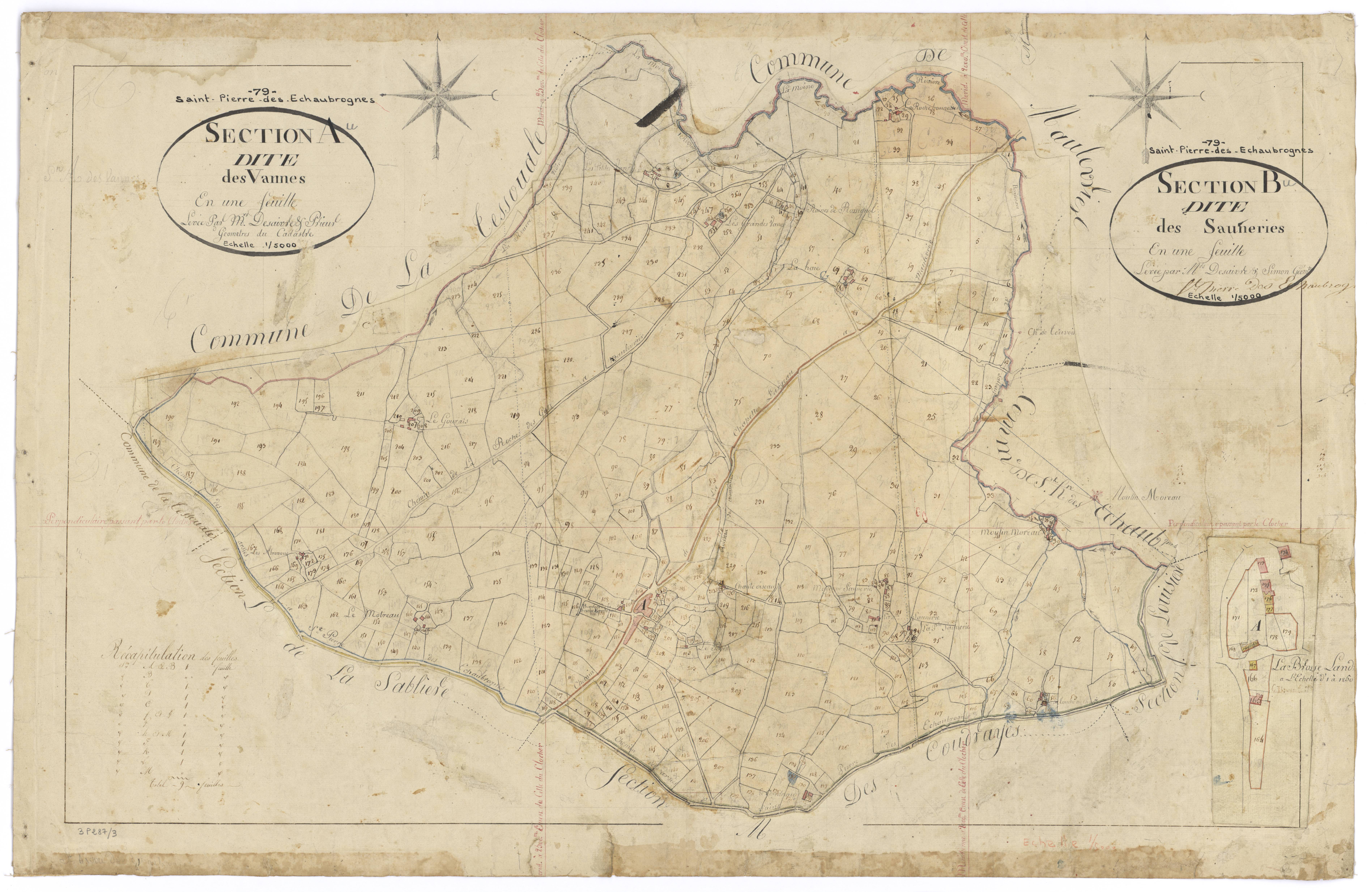 Saint-Pierre-des-Échaubrognes - FRAD079_CADASTRE_NAPOLEONIEN Section A dite des Vannes et section B dite des Sauneries 