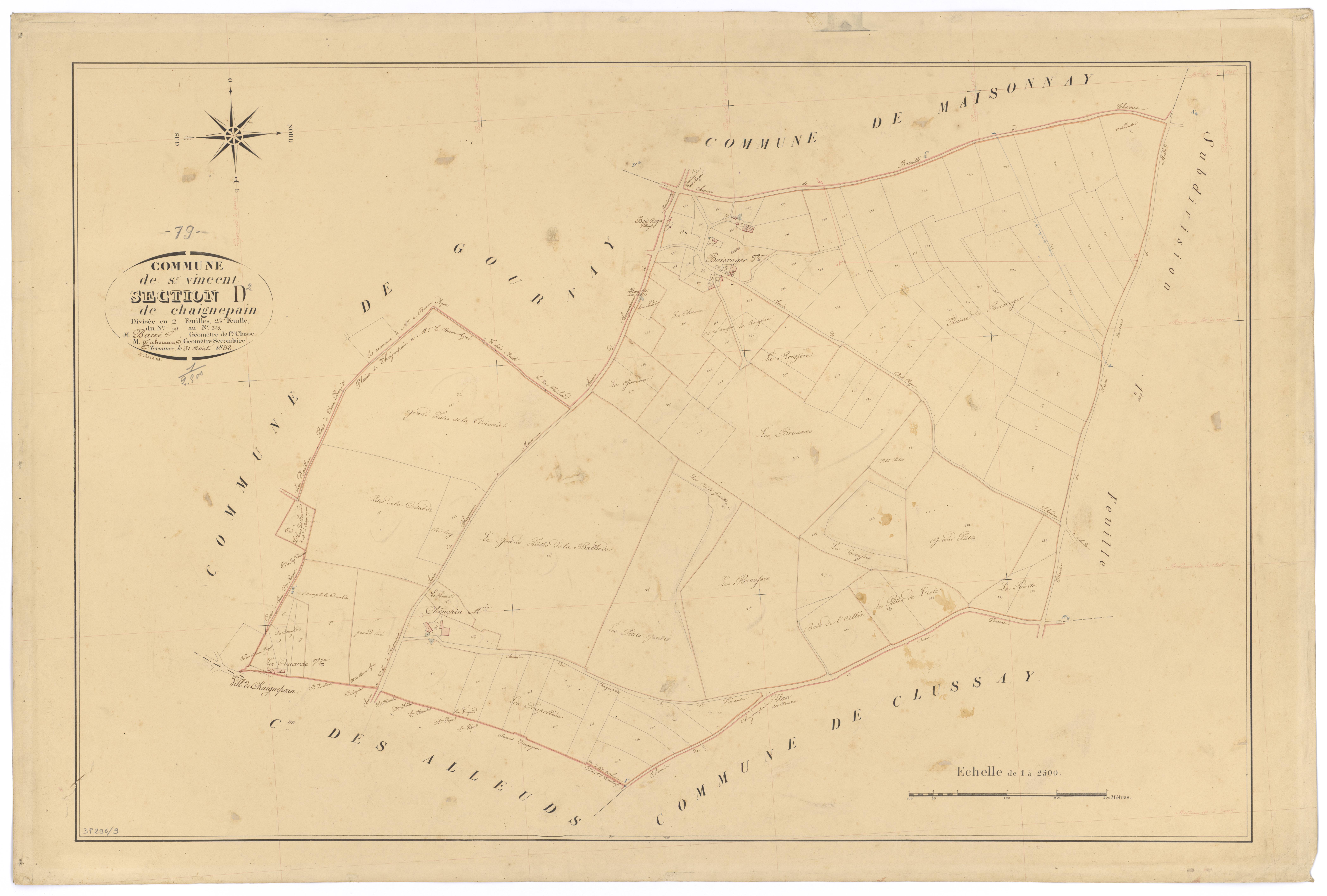 Saint-Vincent-la-Châtre - FRAD079_CADASTRE_NAPOLEONIEN Section D2 dite de Chaignepain