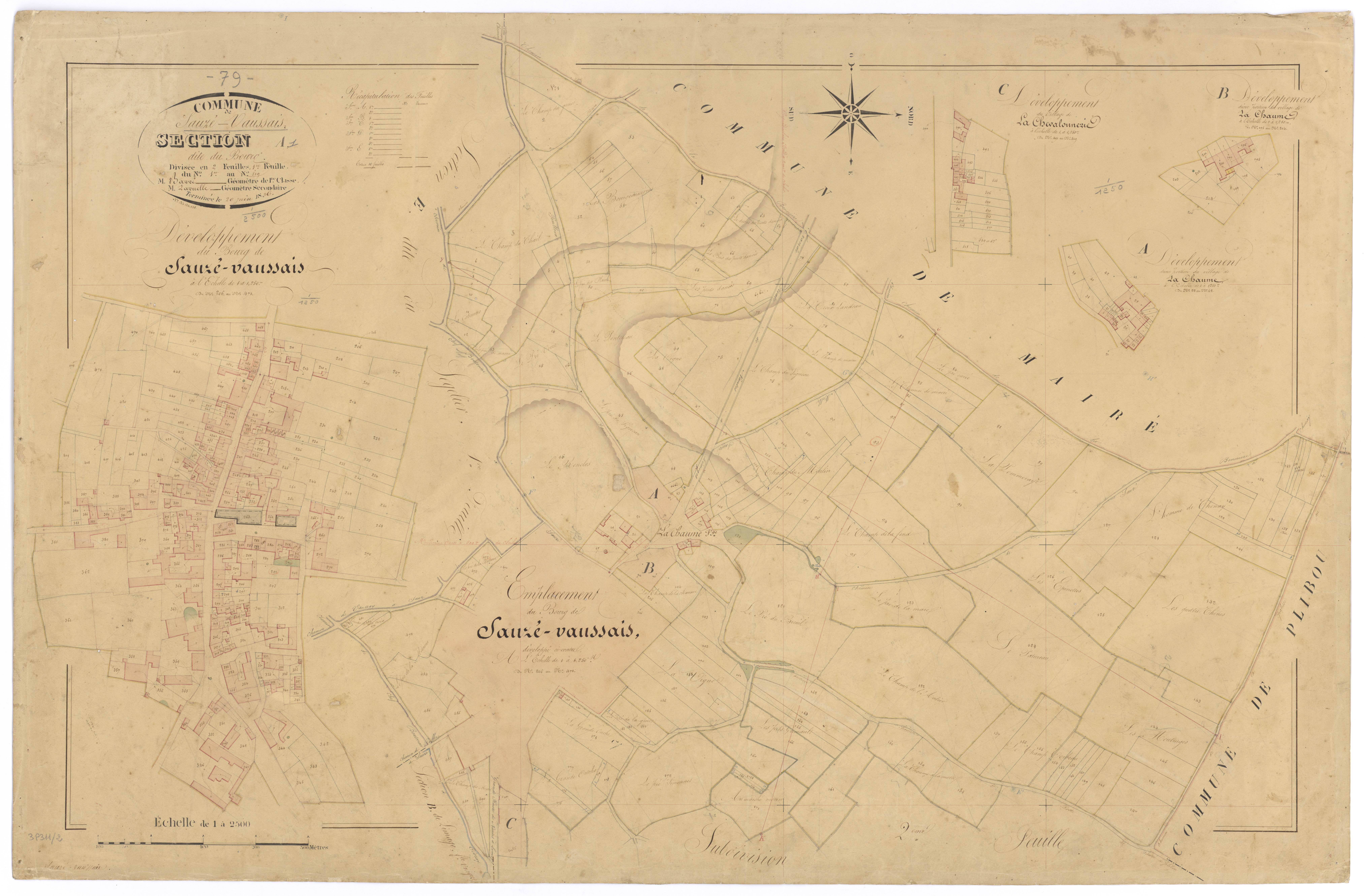 Sauzé-Vaussais - FRAD079_CADASTRE_NAPOLEONIEN Section A1 dite du Bourg 
