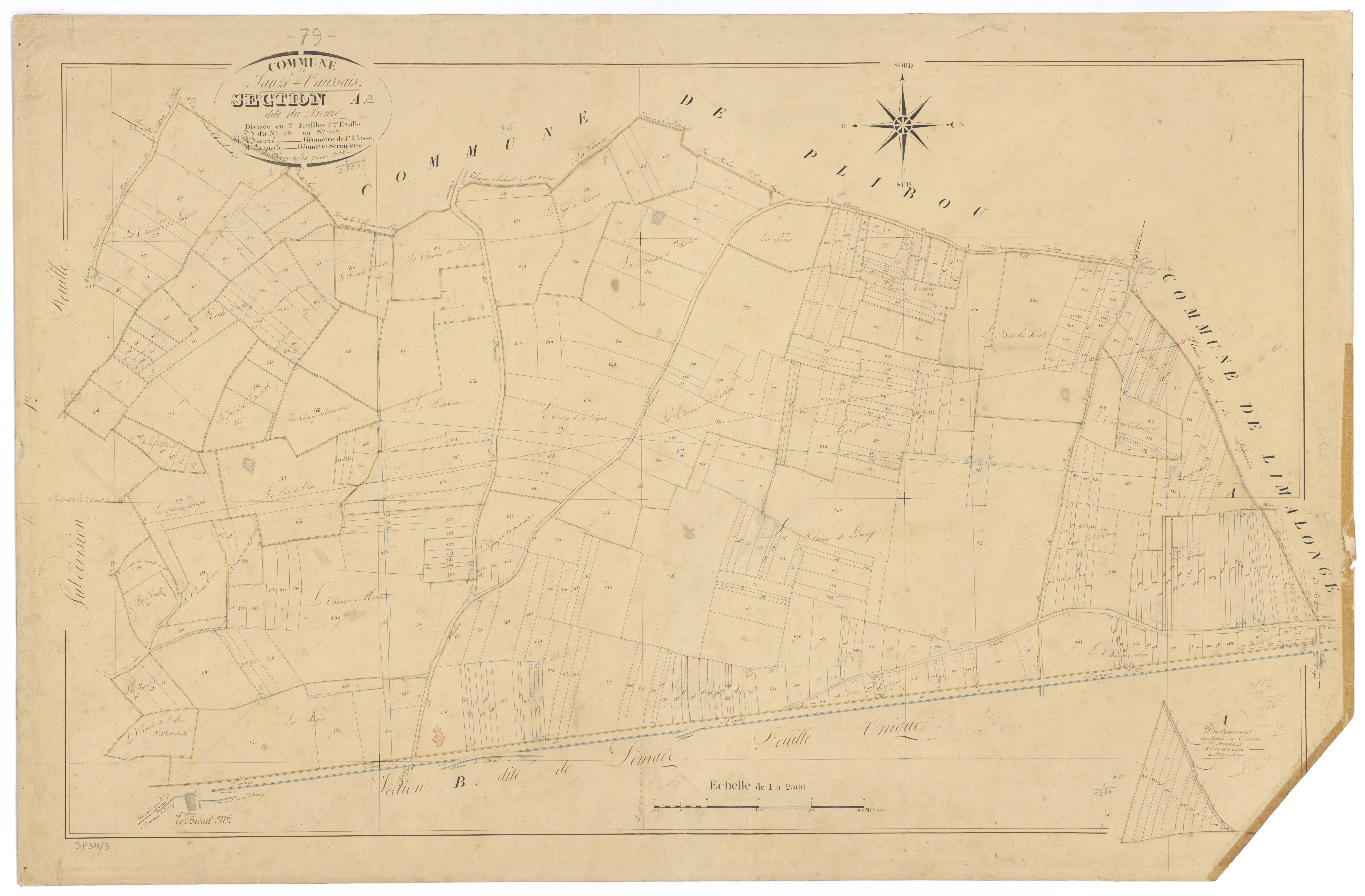 Sauzé-Vaussais - FRAD079_CADASTRE_NAPOLEONIEN Section A2 dite du Bourg 