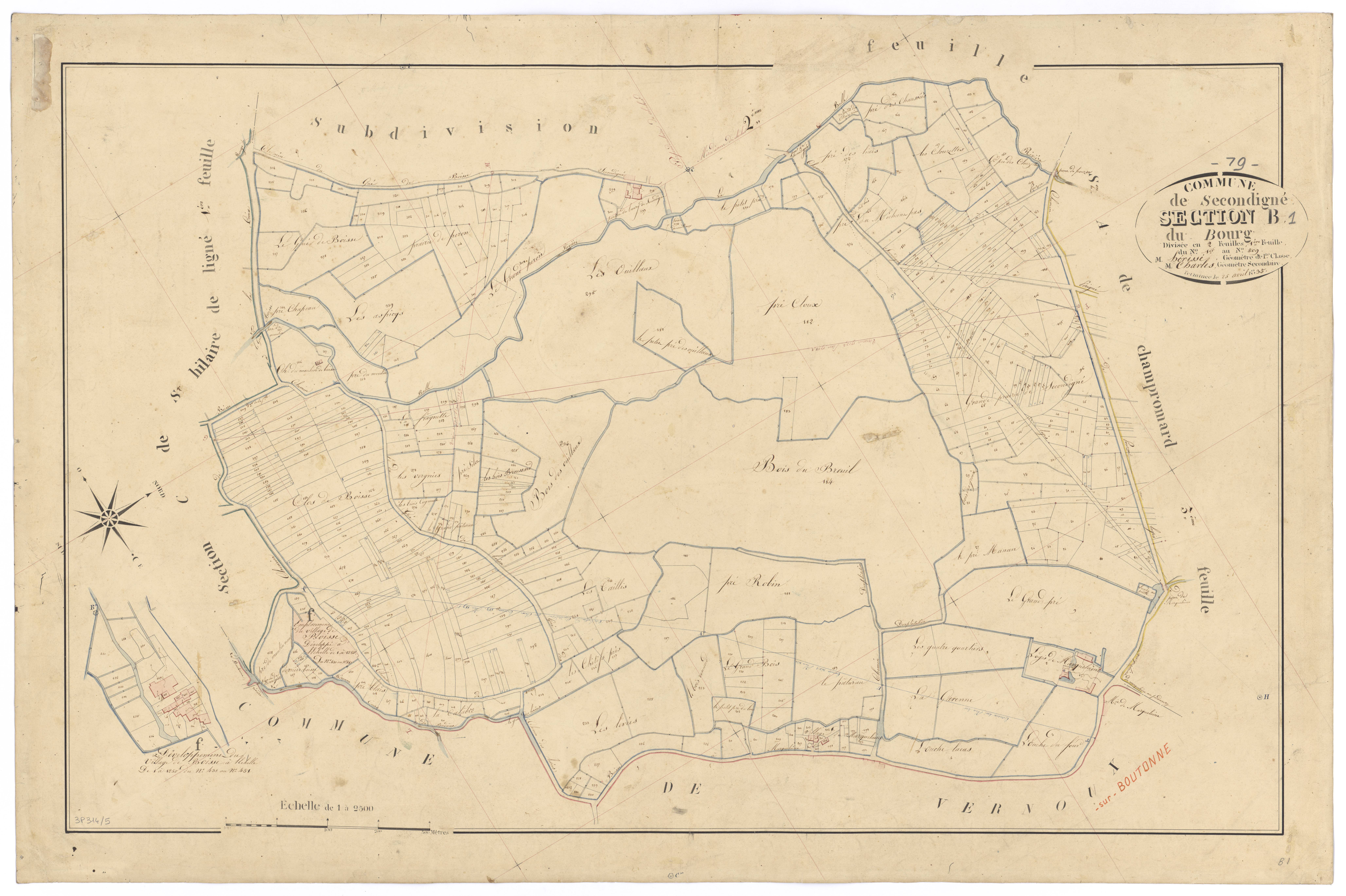 Secondigné-sur-Belle - FRAD079_CADASTRE_NAPOLEONIEN Section B1 dite du Bourg 