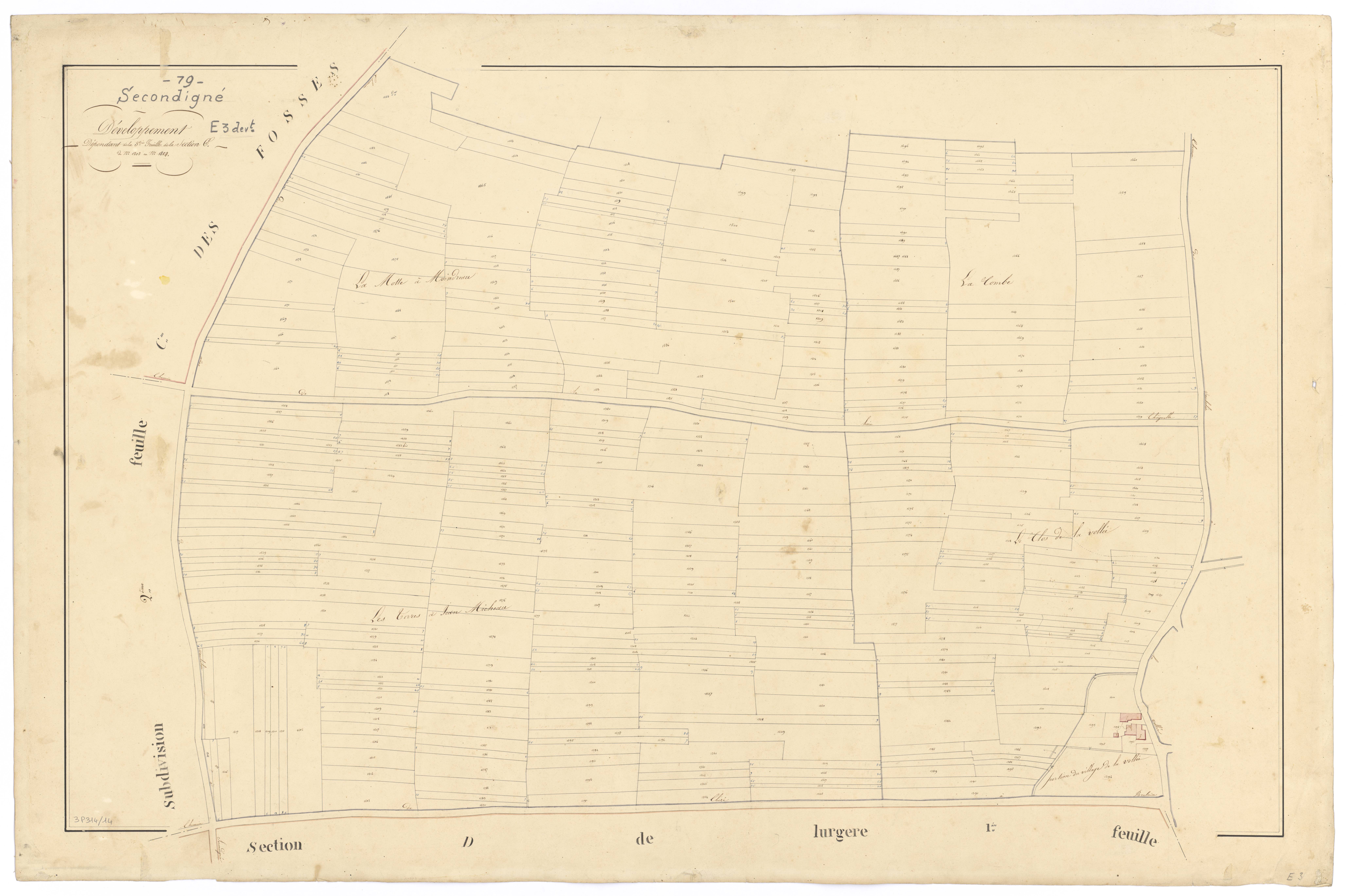 Secondigné-sur-Belle - FRAD079_CADASTRE_NAPOLEONIEN Développement de la section E3 