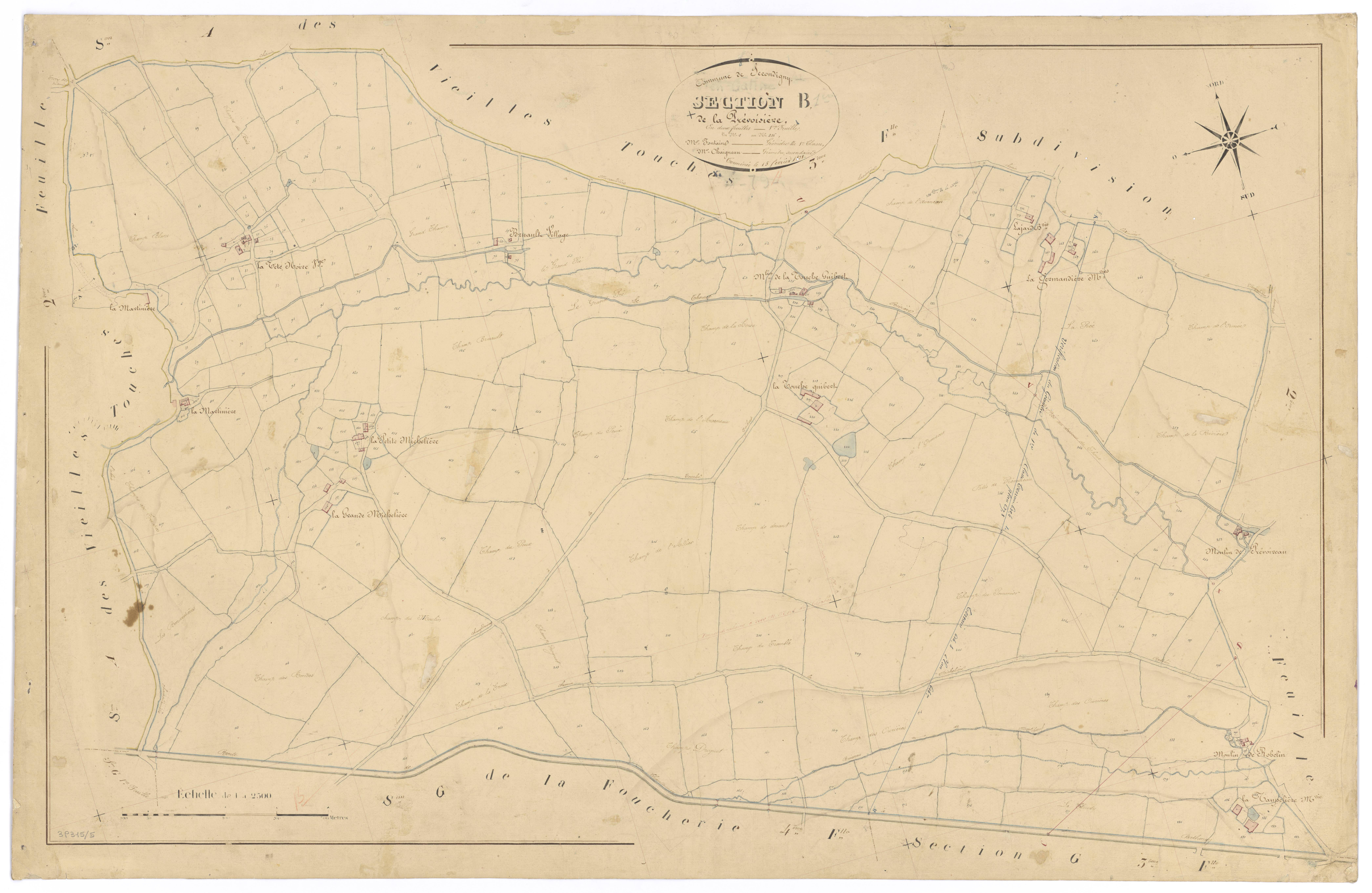 Secondigny - FRAD079_CADASTRE_NAPOLEONIEN Section B1 dite de la Prévoisière 