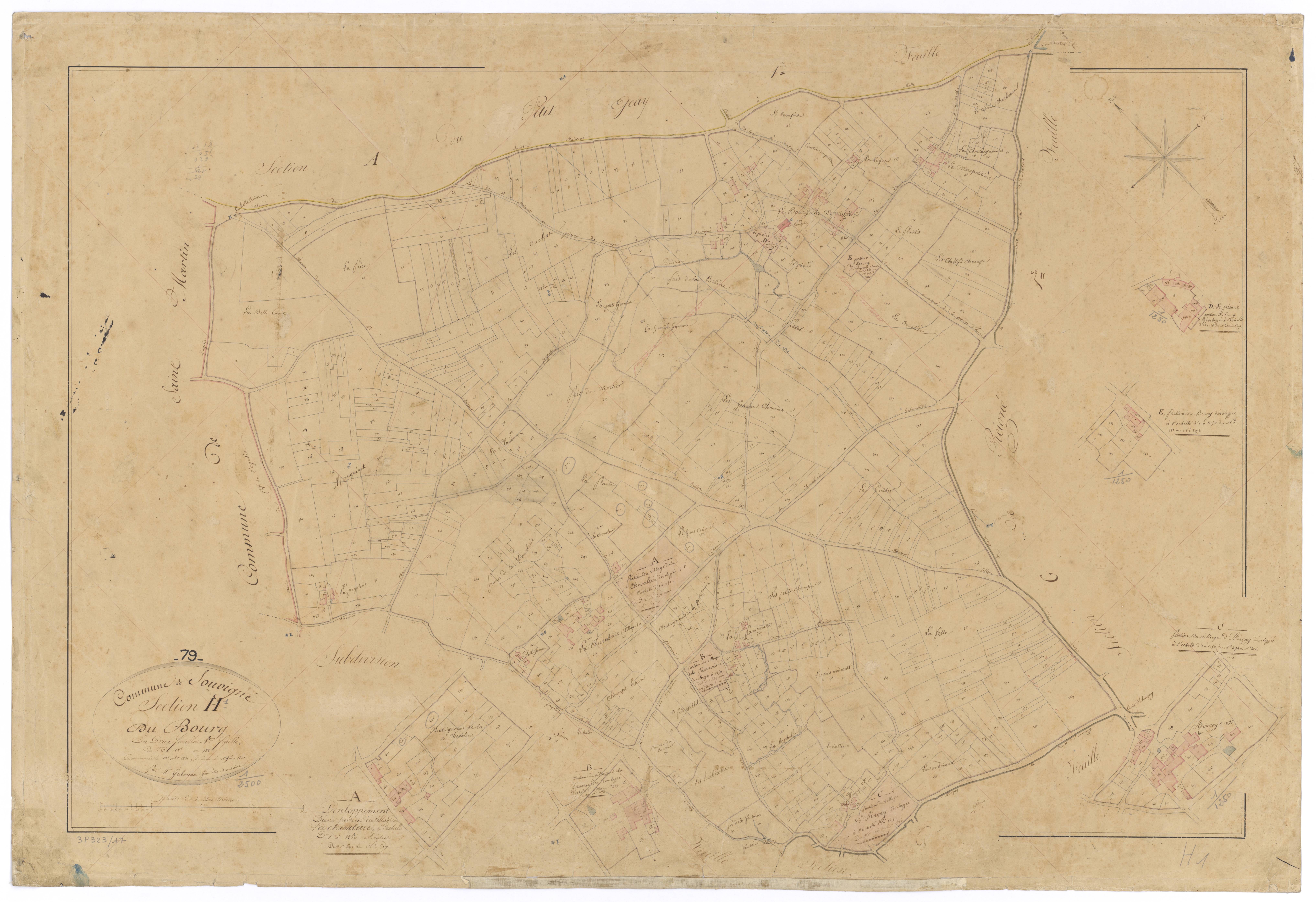 Souvigné - FRAD079_CADASTRE_NAPOLEONIEN Section H1 dite du Bourg 