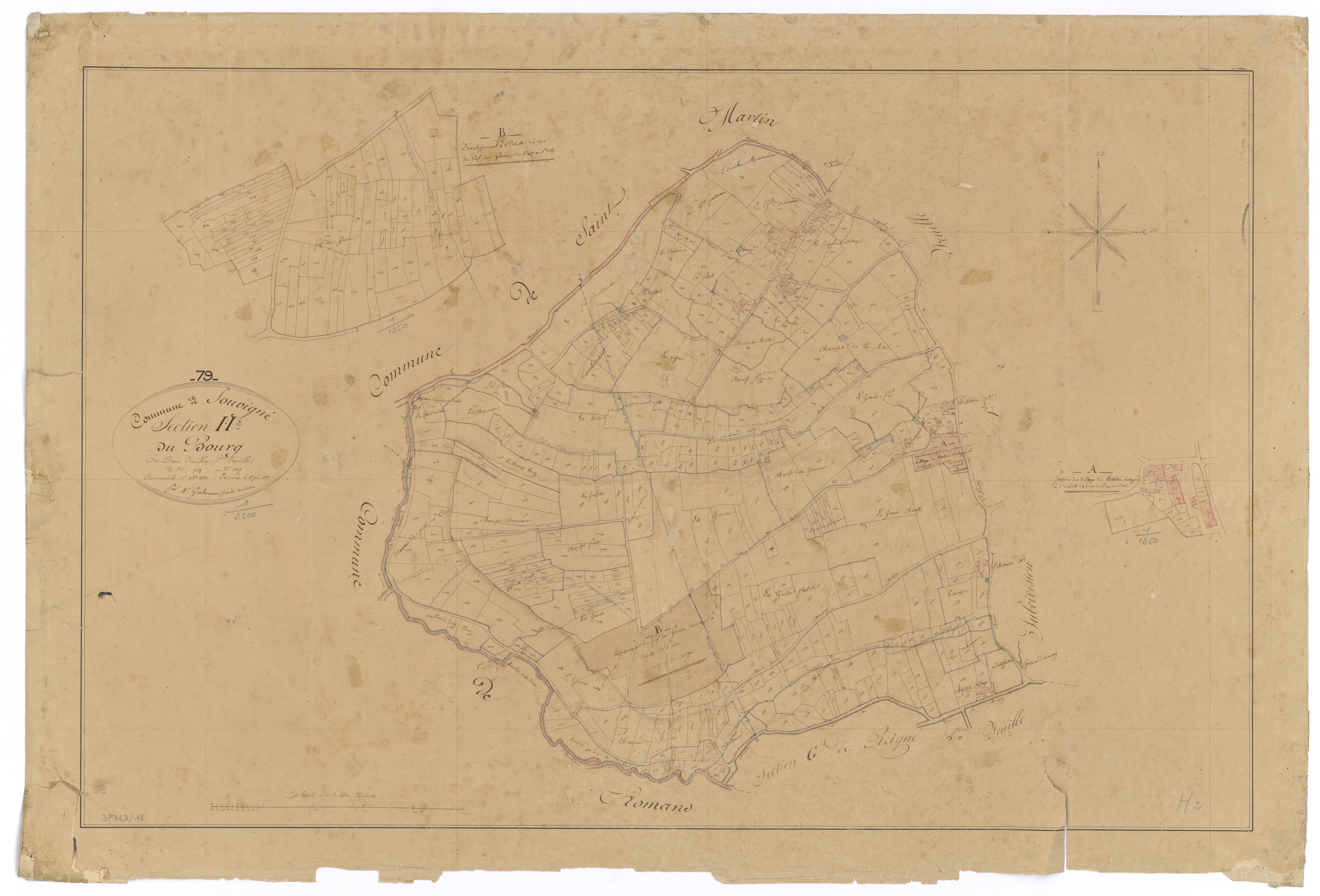 Souvigné - FRAD079_CADASTRE_NAPOLEONIEN Section H2 dite du Bourg 