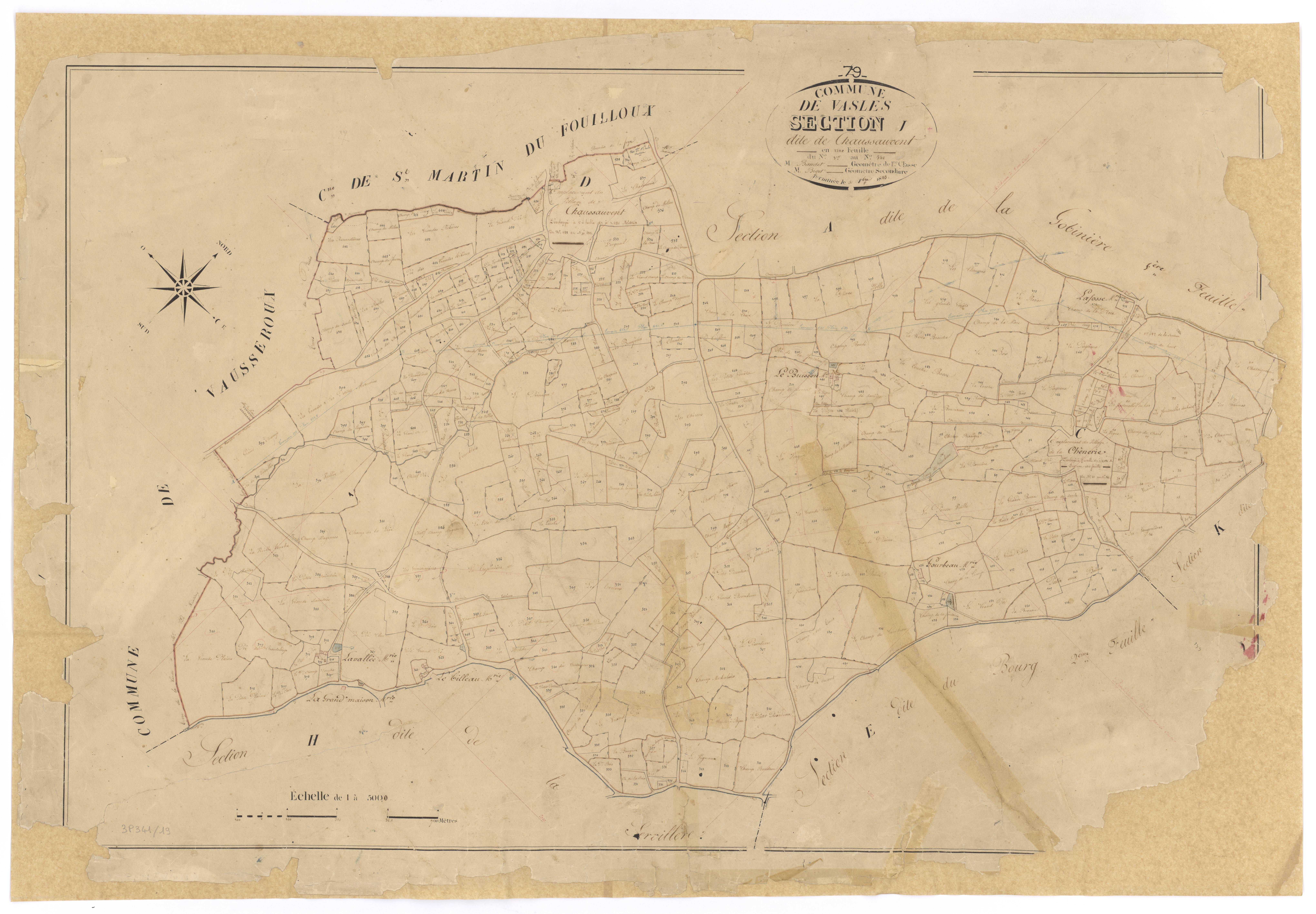 Vasles - FRAD079_CADASTRE_NAPOLEONIEN Section I dite de Chaussauvent 
