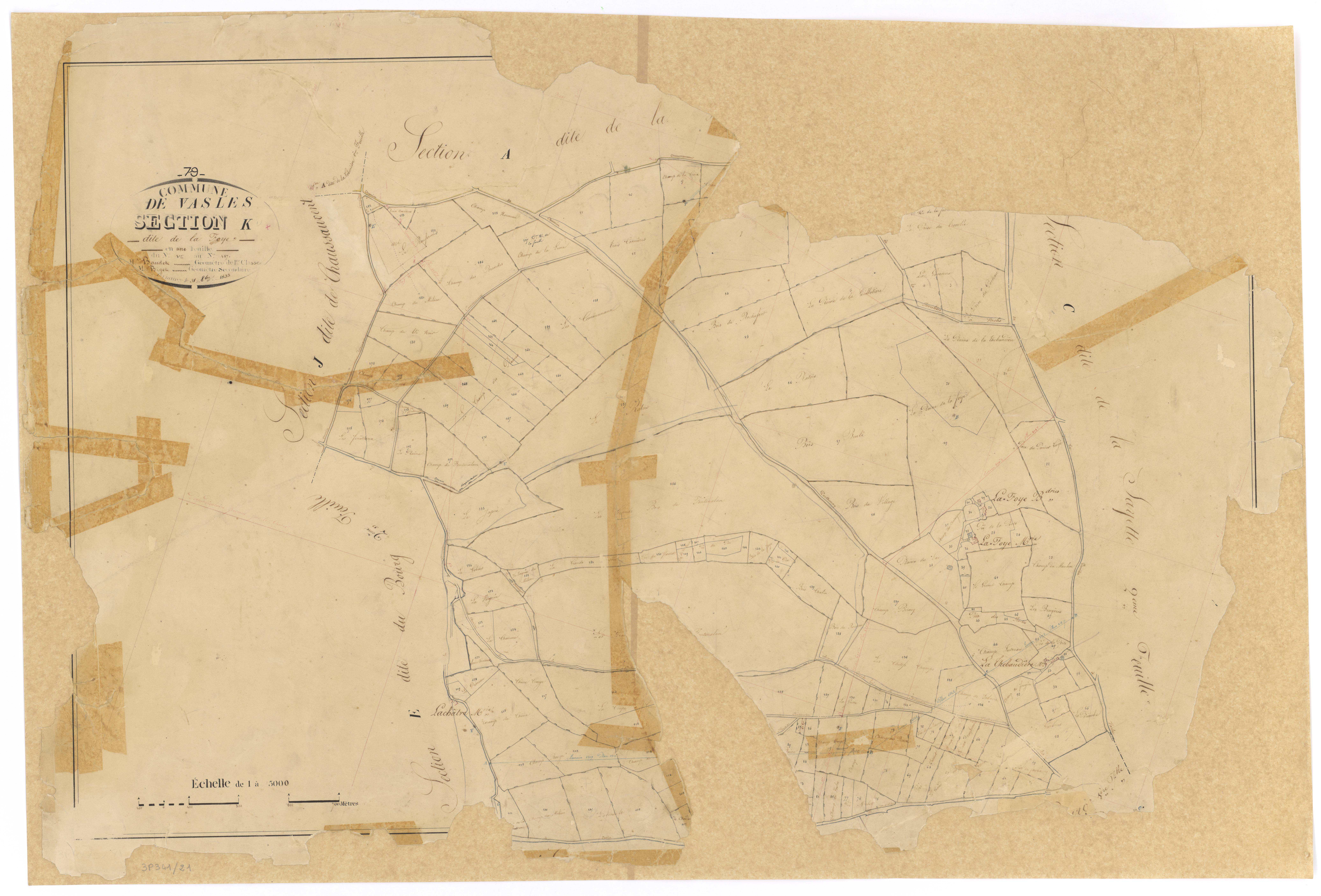 Vasles - FRAD079_CADASTRE_NAPOLEONIEN Section K dite de la Foye 
