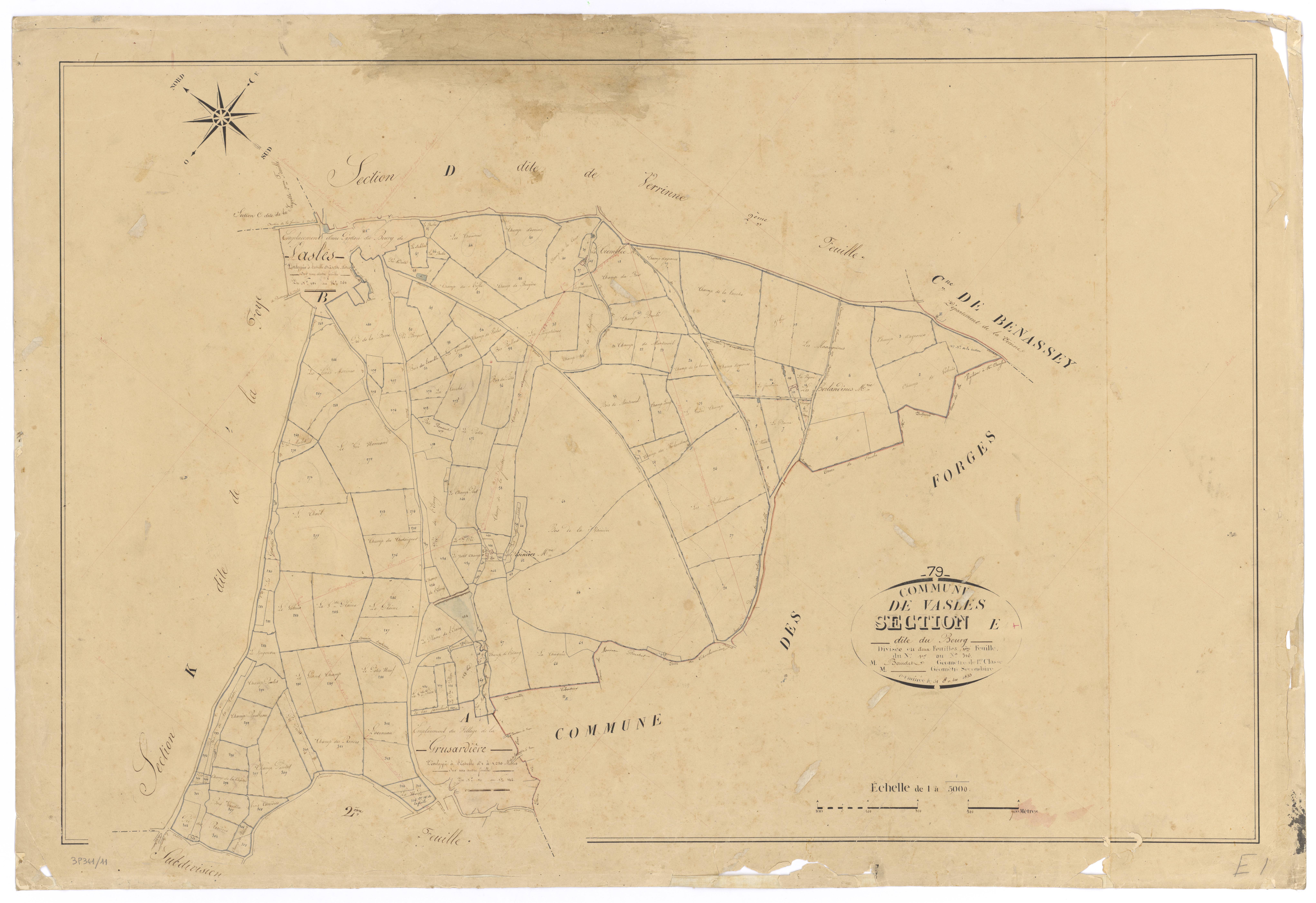 Vasles - FRAD079_CADASTRE_NAPOLEONIEN Section E1 dite du Bourg 
