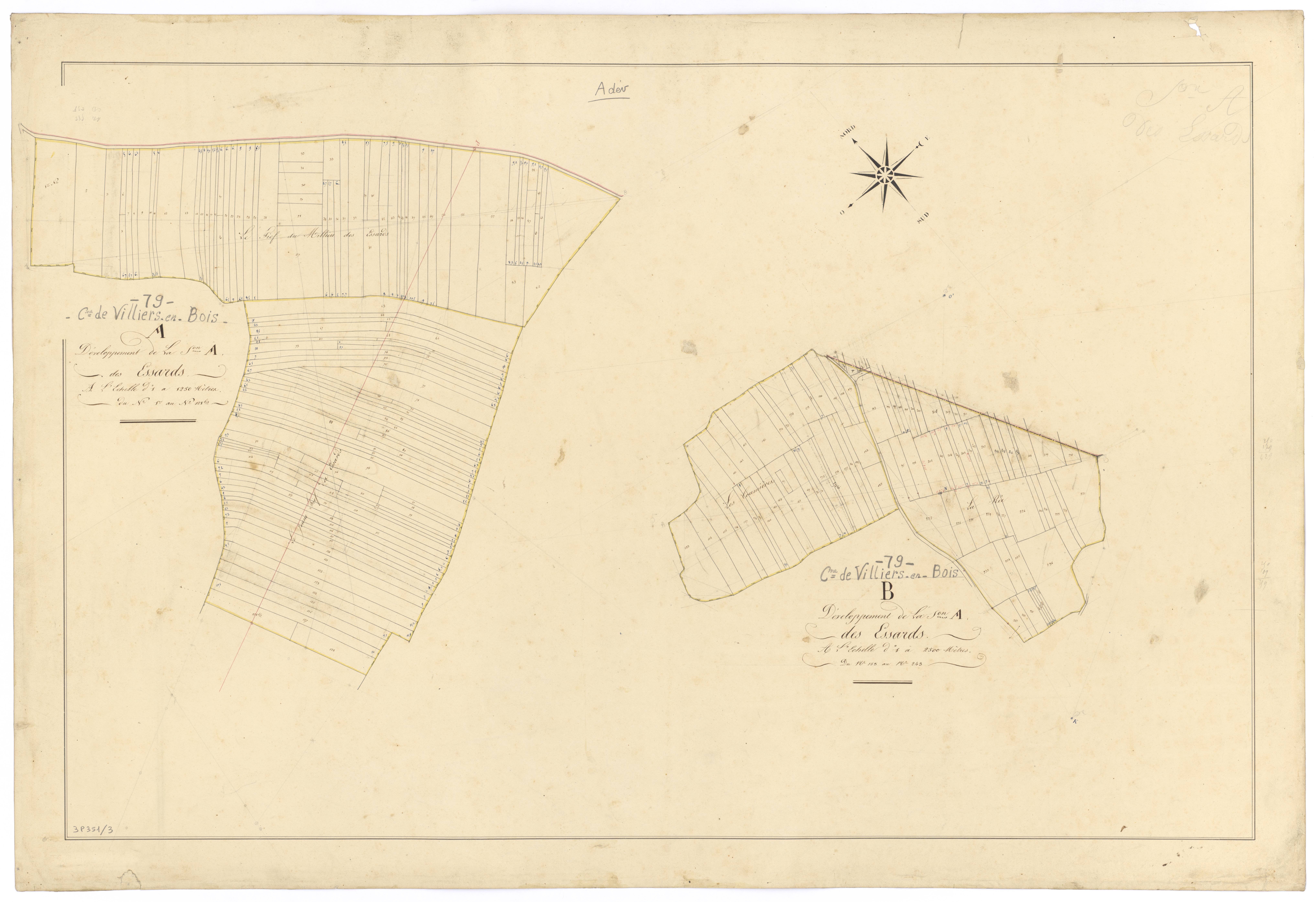 Villiers-en-Bois - FRAD079_CADASTRE_NAPOLEONIEN Développement de la section A 