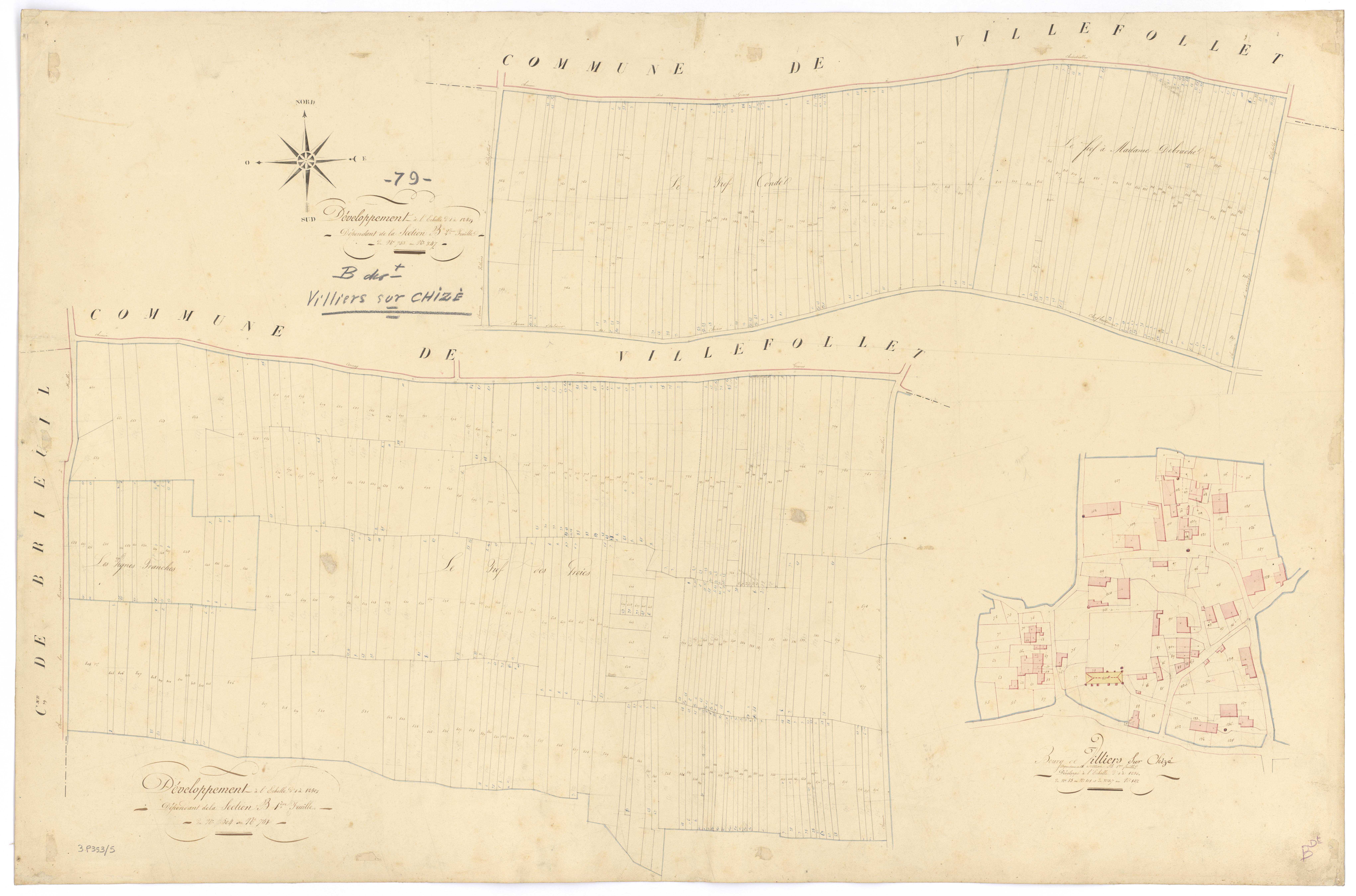 Villiers-sur-Chizé - FRAD079_CADASTRE_NAPOLEONIEN Développement des section B1 et B2