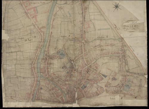 Plan du cadastre napoléonien - Abbeville : Abbeville intra muros, A1, E1 et D1