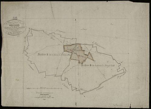 Plan du cadastre napoléonien - Ablaincourt-Pressoir (Pressoir) : tableau d'assemblage