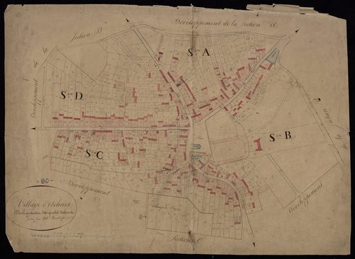 Plan du cadastre napoléonien - Acheux-en-Amiénois (Acheux) : Village (Le), A2, B2, C3 et D2
