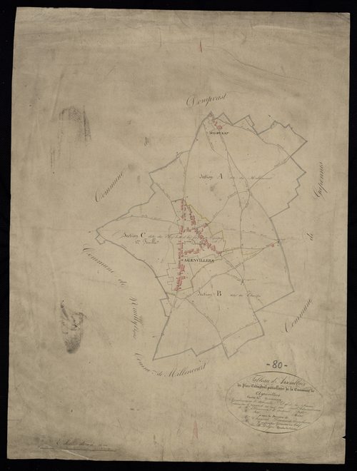 Plan du cadastre napoléonien - Agenvillers : tableau d'assemblage
