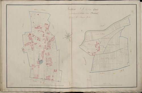 Plan du cadastre napoléonien - Atlas cantonal - Amiens : Montières ; Etouvies, partie développée de JJ2 et JJ1