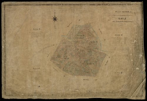 Plan du cadastre napoléonien - Amiens (Amiens) : Ville intra muros (La), G, H, I et J