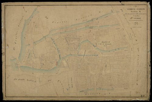 Plan du cadastre napoléonien - Amiens : Nord de la Ville intra-muros (Le), G3