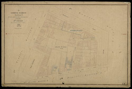 Plan du cadastre napoléonien - Amiens : Sud de la Ville intra-muros (Le), I3