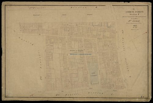 Plan du cadastre napoléonien - Amiens : Ouest de la Ville intra-muros (L'), J1