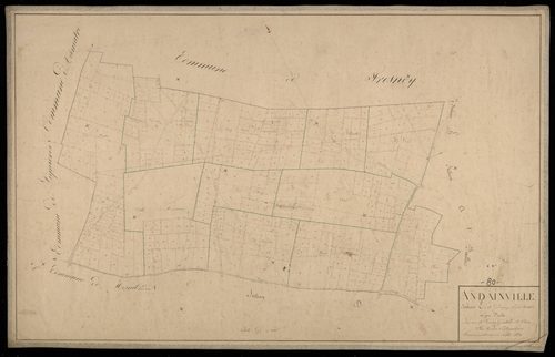 Plan du cadastre napoléonien - Andainville : Douze (Les) ; Tartes (Les), E