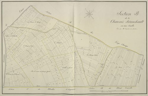 Plan du cadastre napoléonien - Argoeuves : Chaussée Brunehaut (La), B