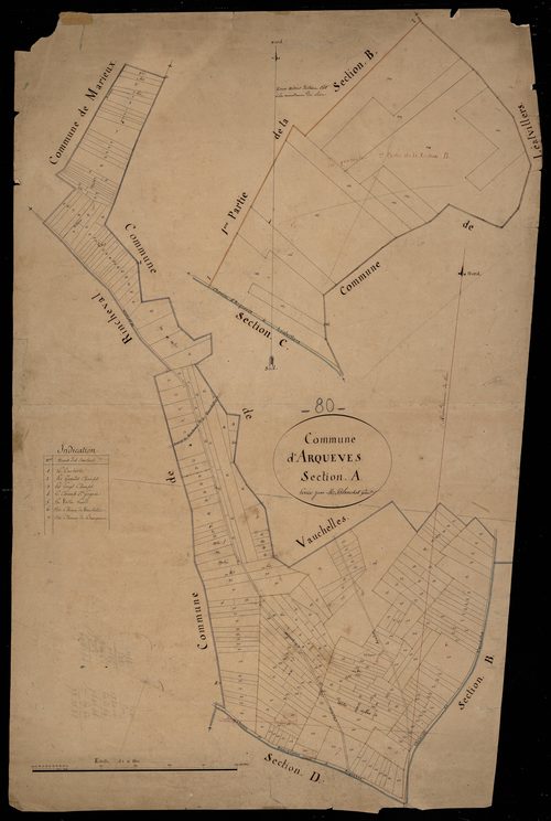 Plan du cadastre napoléonien - Arqueves : A et B2