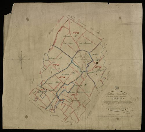 Plan du cadastre napoléonien - Arvillers : tableau d'assemblage