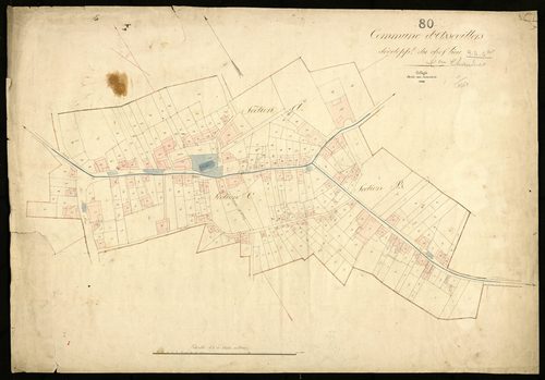 Plan du cadastre napoléonien - Assevillers : Chef-lieu (Le), développement d'une partie des sections A, B et C