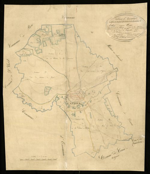 Plan du cadastre napoléonien - Athies : tableau d'assemblage
