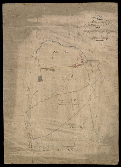 Plan du cadastre napoléonien - Aubigny : tableau d'assemblage