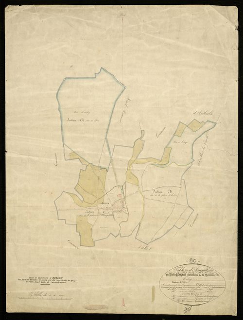 Plan du cadastre napoléonien - Aveluy : tableau d'assemblage