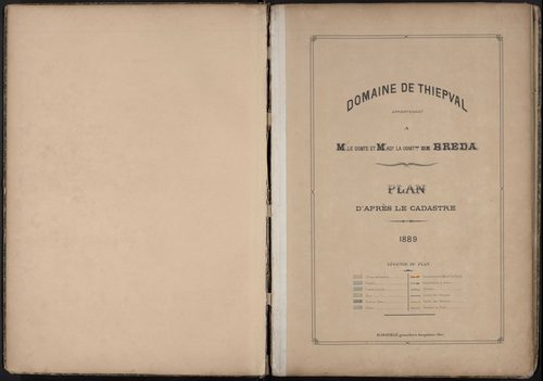 Domaine de Thiepval appartenant à Monsieur le comte et Madame la comtesse de Breda. Plans établis d'après le cadastre napoléonien. Tableau indicatif des contenances (1889). Etats des acquisitions et échanges (1892, 1900, 1908) - Athuille et Aveluy (sectio