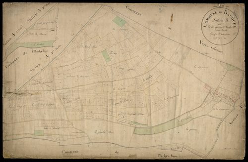 Plan du cadastre napoléonien - Bacouel-sur-Selle (Bacouel) : Queue de Vache (La), B
