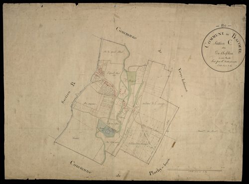 Plan du cadastre napoléonien - Bacouel-sur-Selle (Bacouel) : Chef-lieu (Le), C