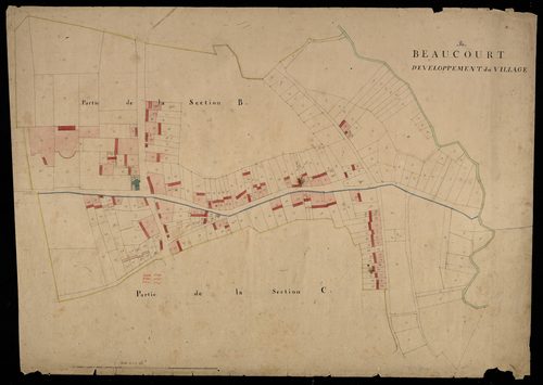 Plan du cadastre napoléonien - Beaucourt-sur-L'hallue (Beaucourt) : Village (Le), B et C développées