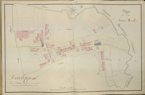 Plan du cadastre napoléonien - Atlas cantonal - Beaucourt-sur-L'hallue (Beaucourt) : Village (Le), B et C développées