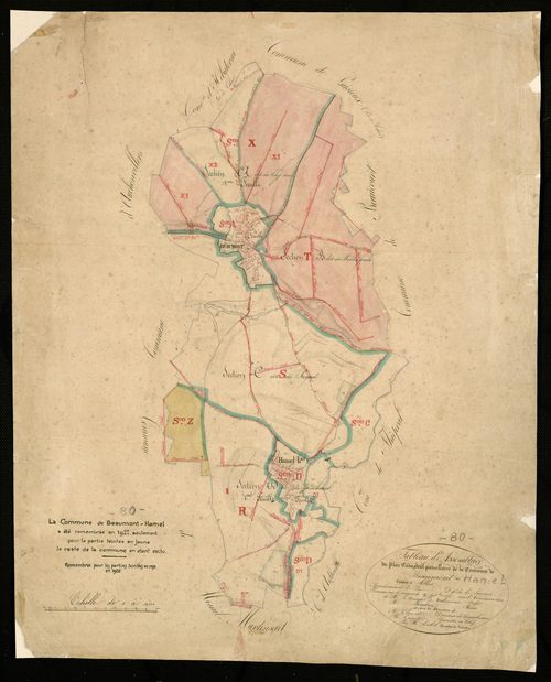 Plan du cadastre napoléonien - Beaumont-Hamel (Beaumont) : tableau d'assemblage