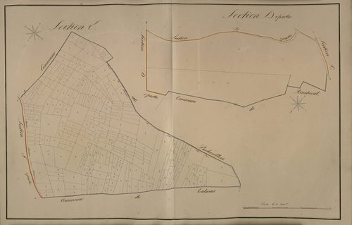 Plan du cadastre napoléonien - Beauquesne (Beauquesnes) : D2 et E