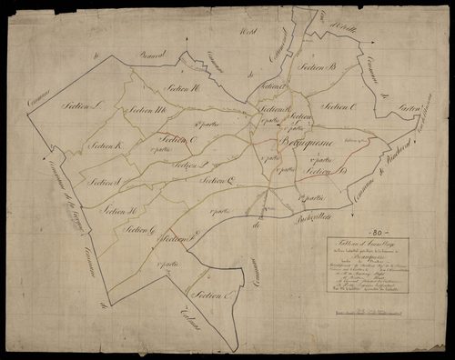 Plan du cadastre napoléonien - Beauquesne : tableau d'assemblage