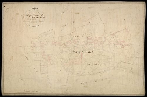 Plan du cadastre napoléonien - Belloy-Saint-Leonard (Belloy Saint Léonard) : Chef-lieu (Le), A et B développées
